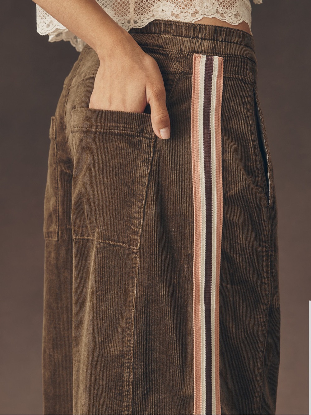 Anthropologie/Pilcro Relaxed Wide-Leg Stripe-Trim Pants, Size Medium, NWOT - Picture 4 of 5